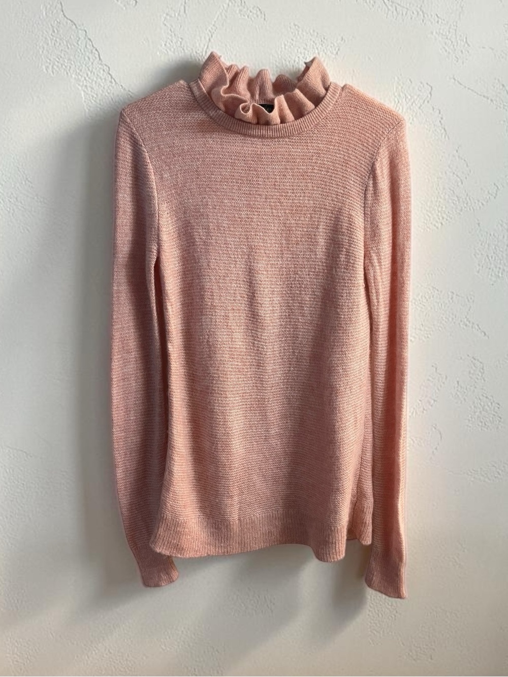 J.Crew Dolce Ruffle Neck Alpaca Blend Sweater Blush Pink Size Small